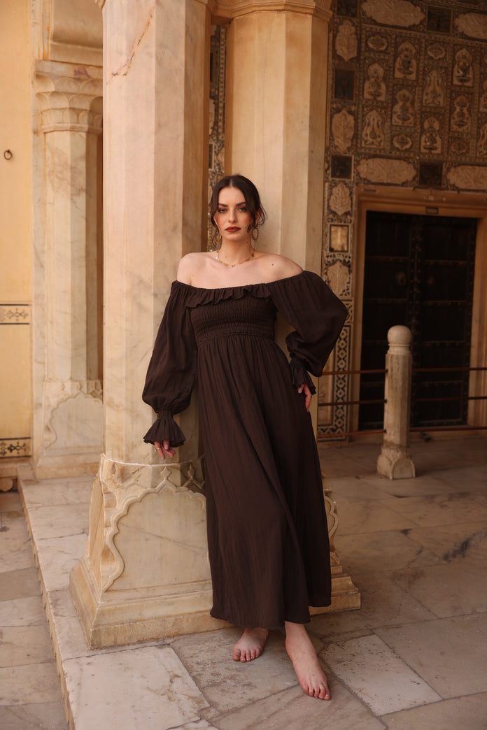 off the shoulder gypsy dress AMELIA Off Shoulder Maxi Dress | Boho Gypsy Dress