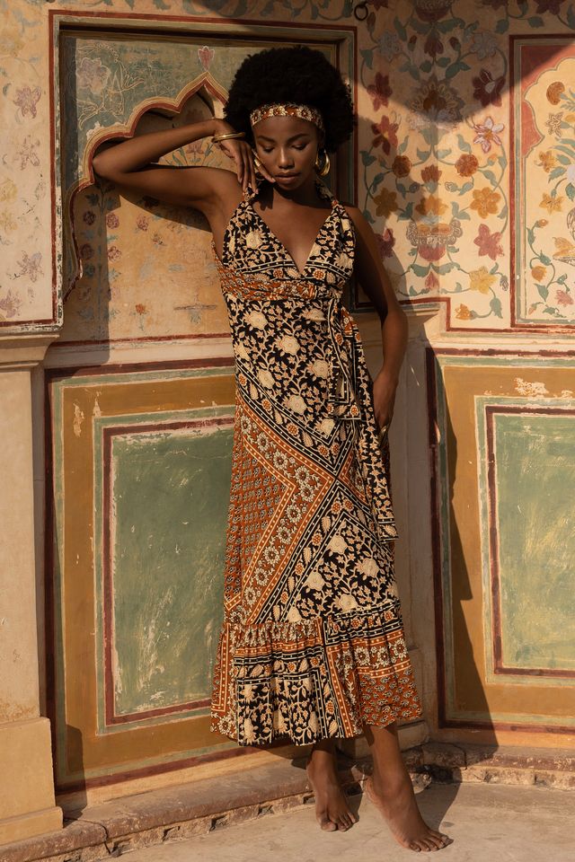 cotton block print maxi dress Sissy Cotton Maxi Dress