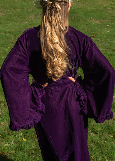 Fea Wrap Frill Dress  - Purple Velvet