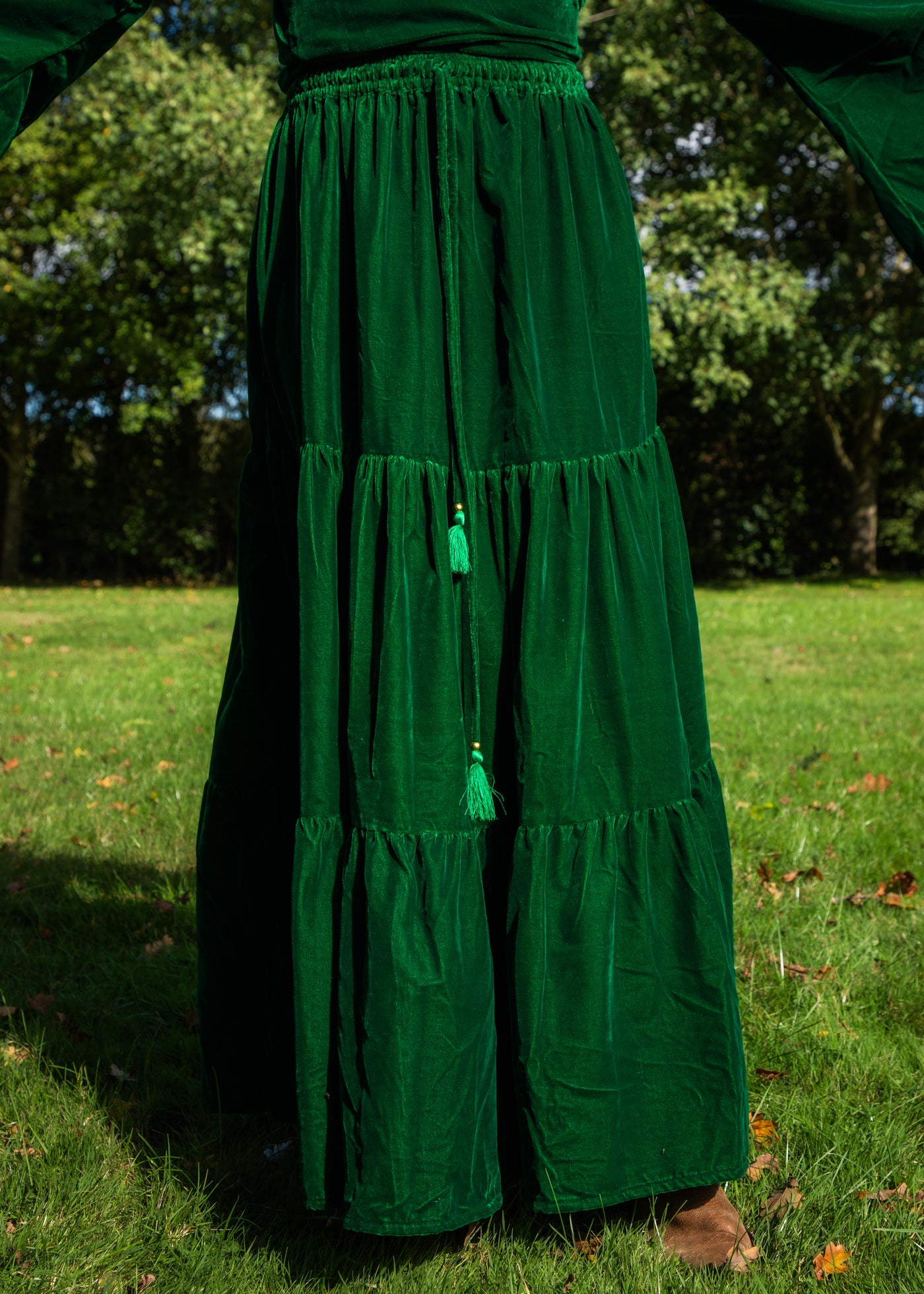 Gia Gypsy Ruffle Skirt  - Green Velvet