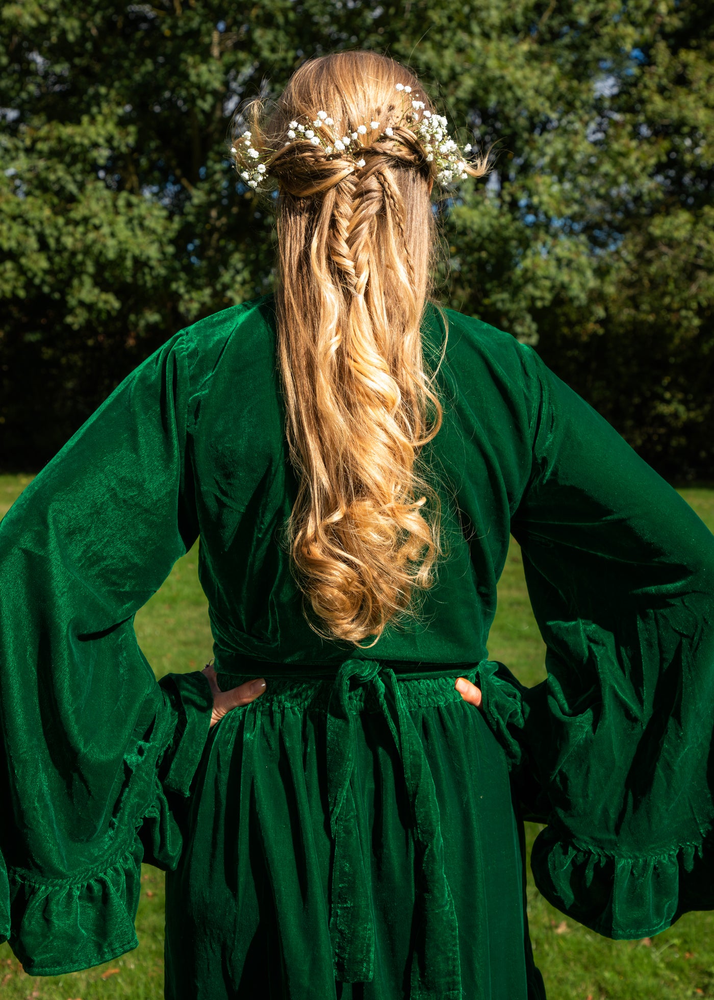 Daisy Bell Sleeve Wrap Top - Green Velvet