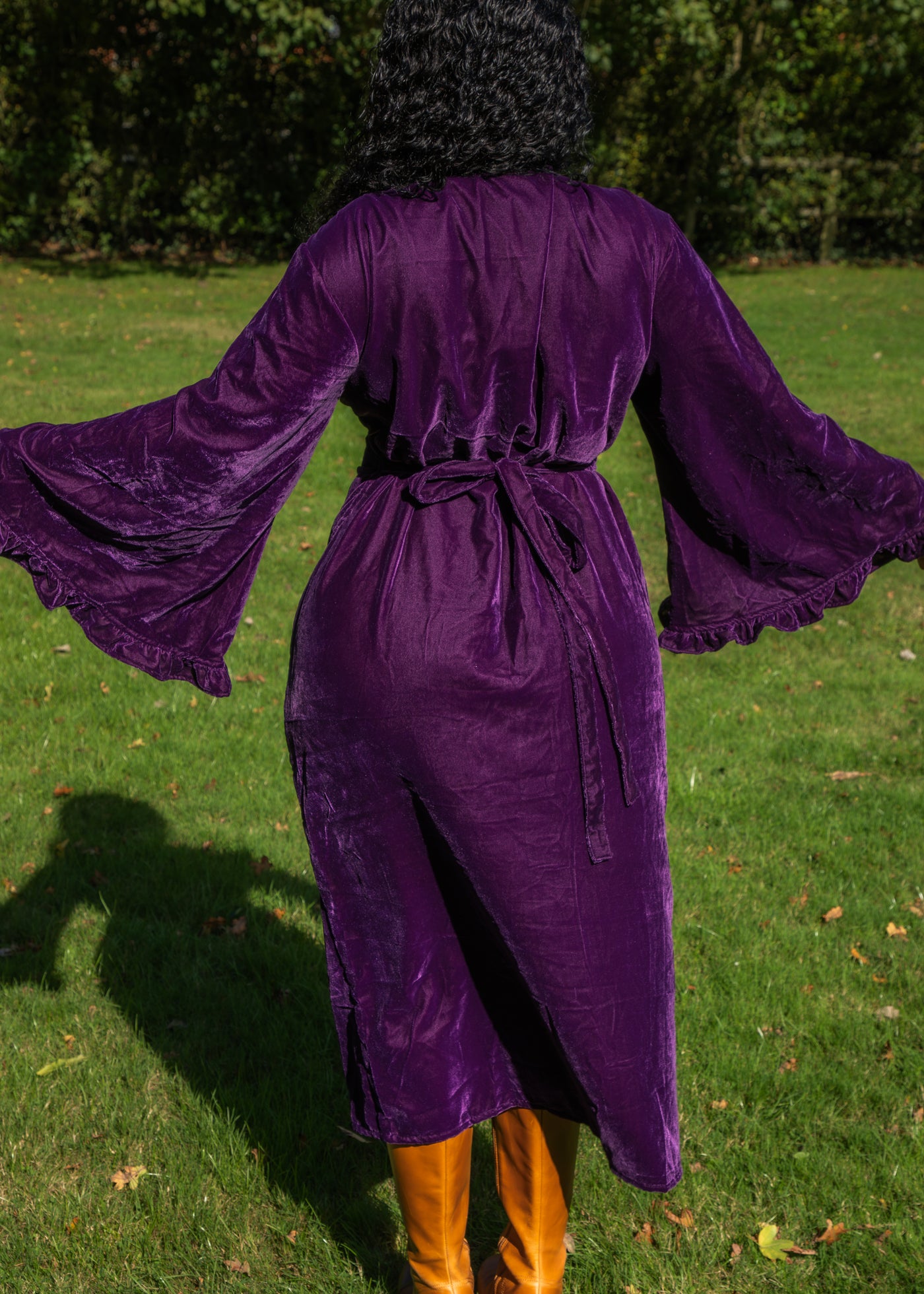 Fea Wrap Frill Dress  - Purple Velvet