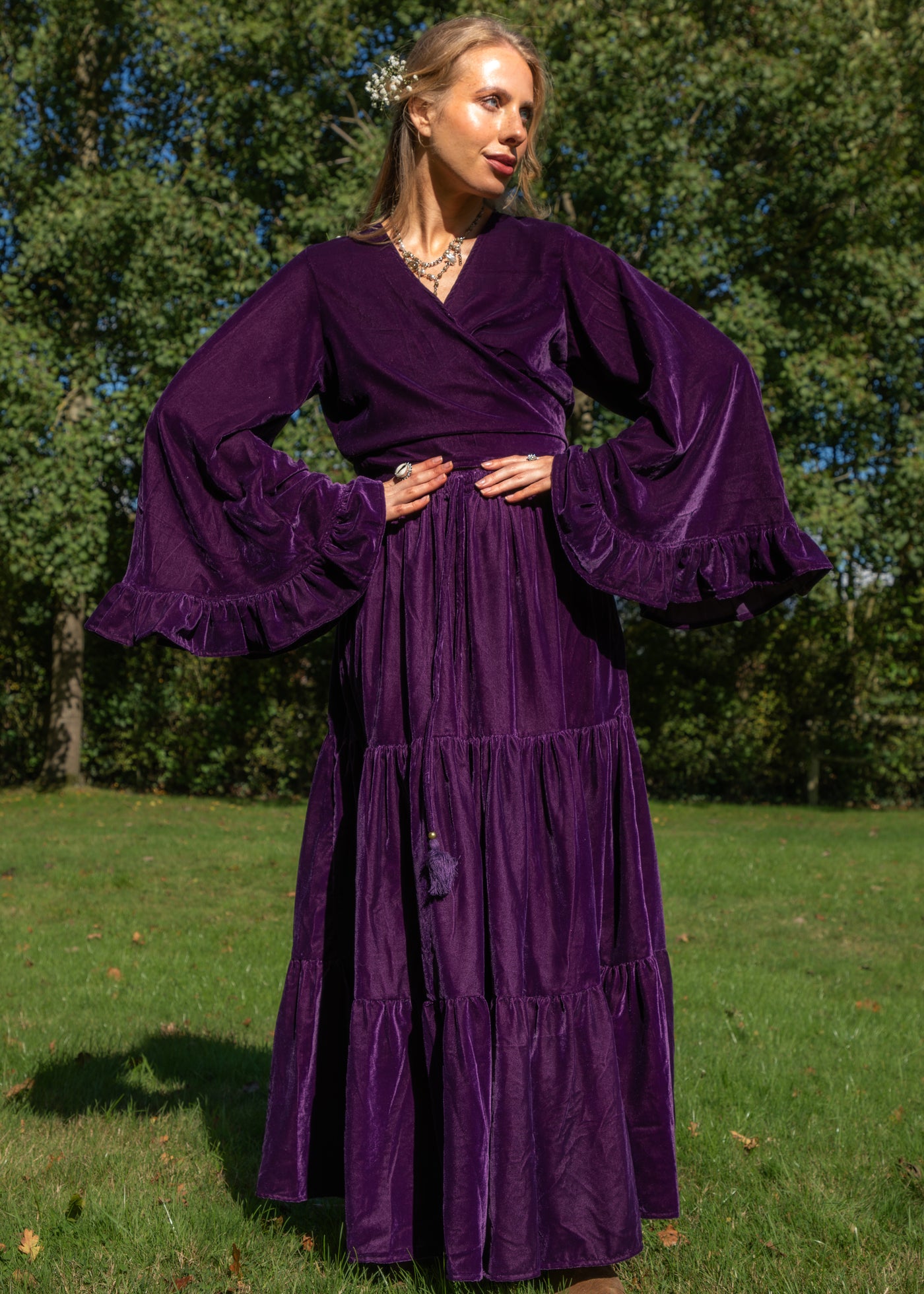 Gia Gypsy Ruffle Skirt  - Purple Velvet