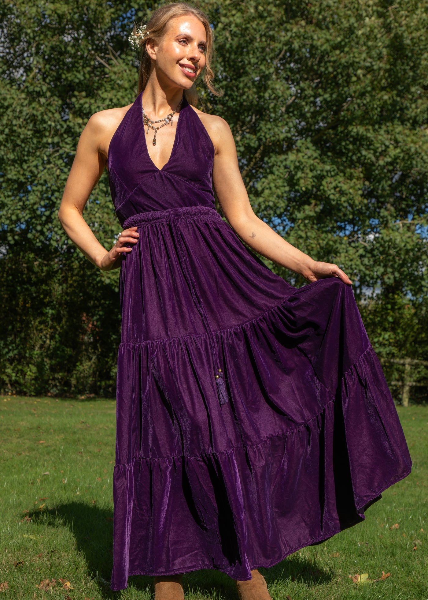 Gia Gypsy Ruffle Skirt  - Purple Velvet