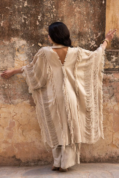 Maya Fringe Tassle Kimono - Beige