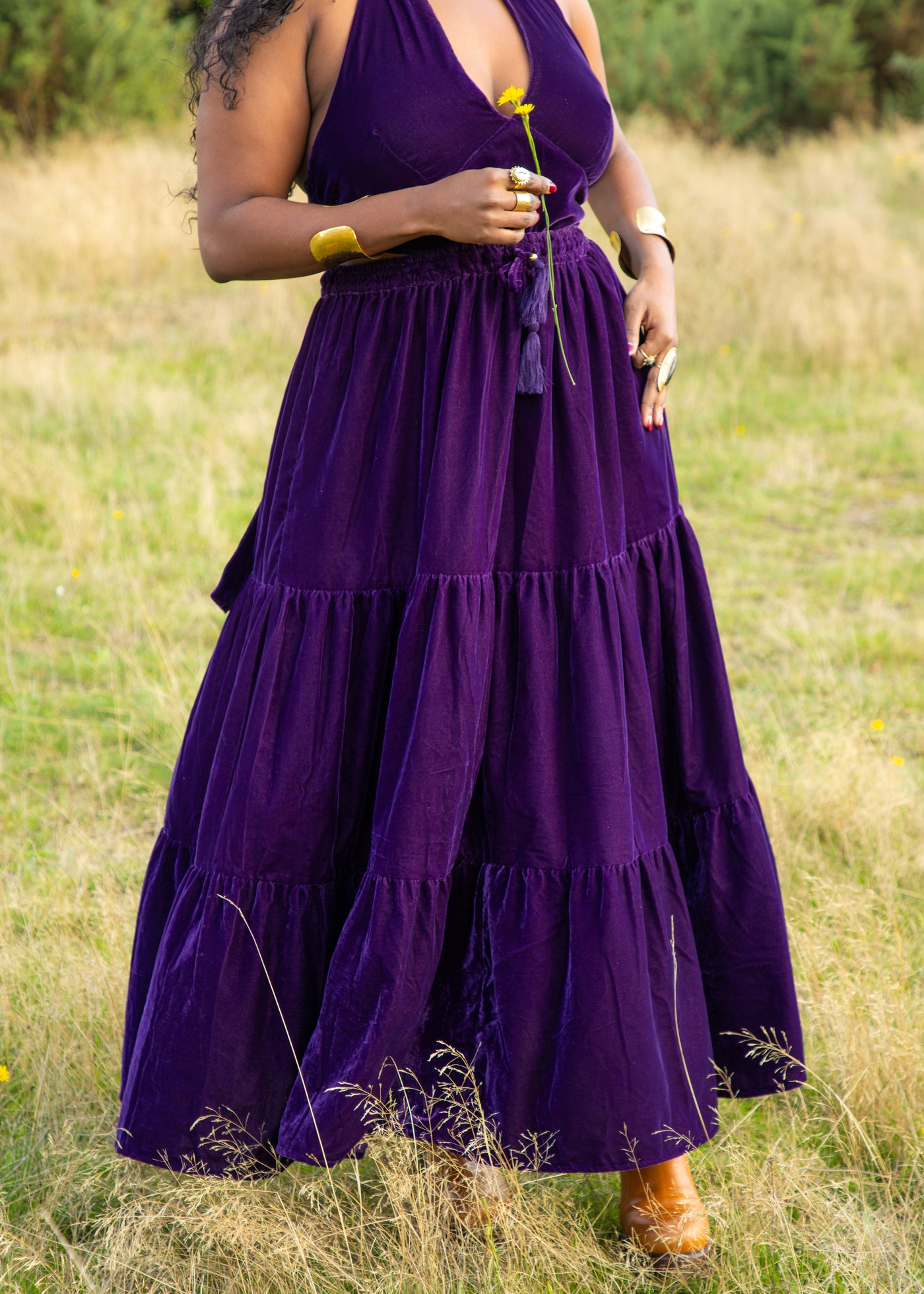 Gia Gypsy Ruffle Skirt Purple Velvet