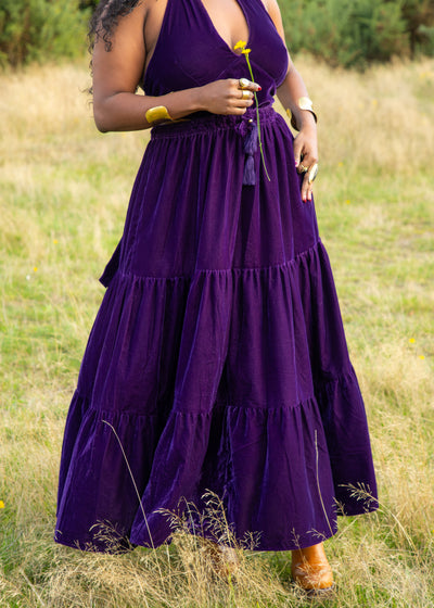 Gia Gypsy Ruffle Skirt  - Purple Velvet