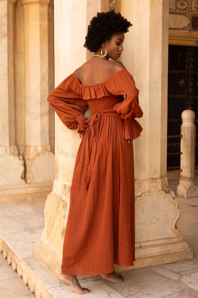 brown gypsy dress Goan Wrap Dress / Brown