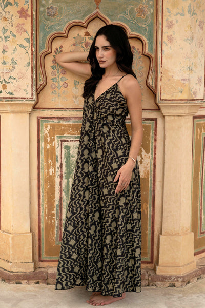 Juno Halterneck Maxi Dress Print - Aztec Khaki