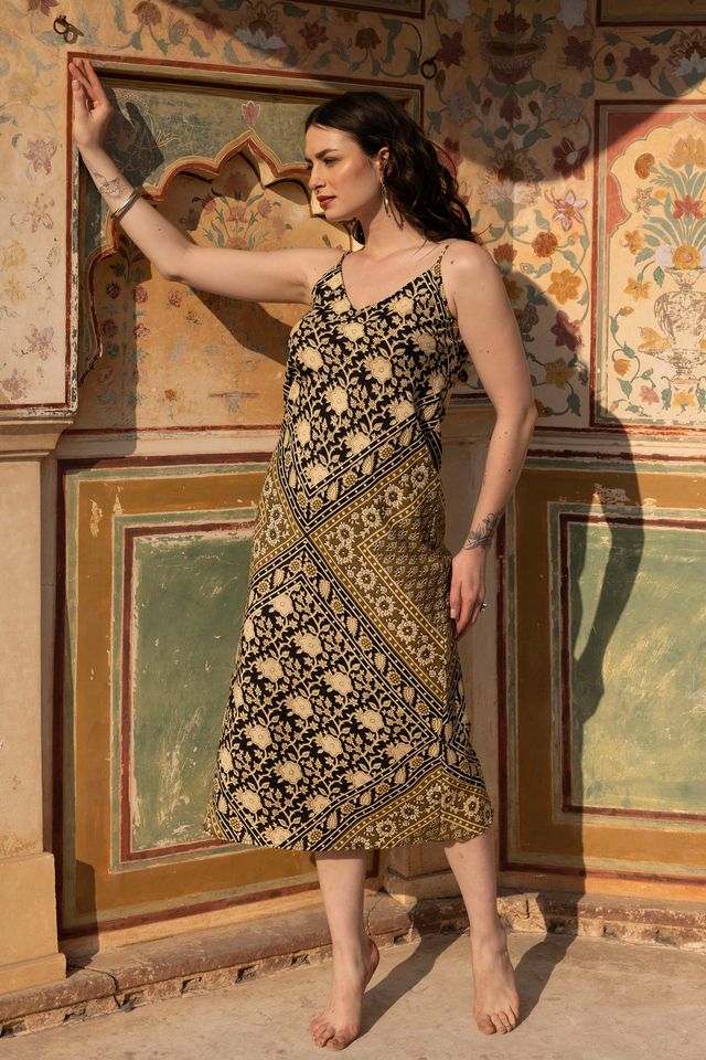 knee length dresses for ladies Lilia Slip Dress in Double Layer Silk Cotton Voile w/ French Lace – LFrank main image 0