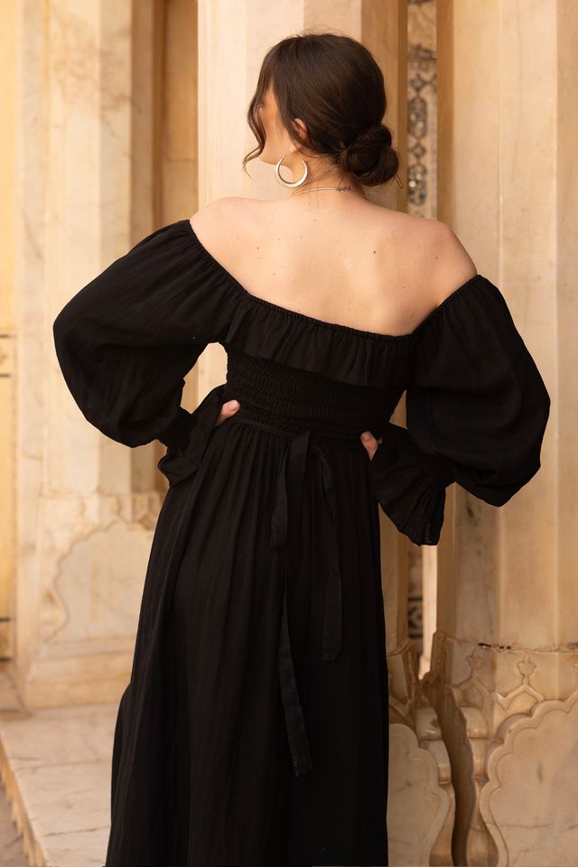 Ava Gypsy Dress - Black Veena Vintage Ava Gypsy Dress - Black Veena Vintage