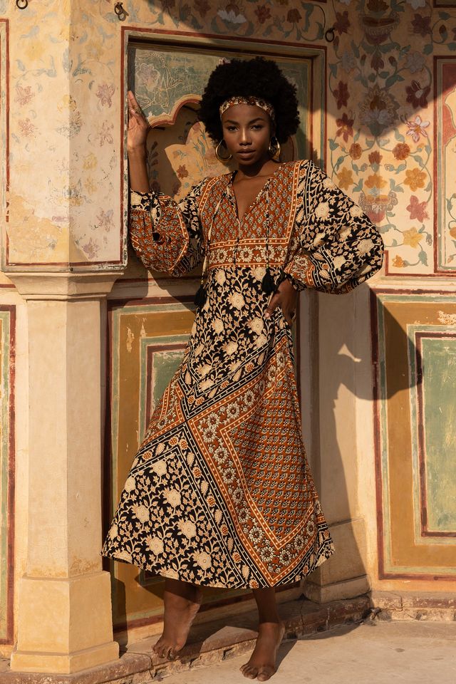 veena maxi dresses Fea Wrap Frill Maxi Dress