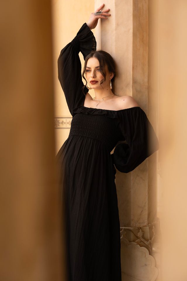 Ava Gypsy Dress - Black Veena Vintage Ava Gypsy Dress - Black Veena Vintage
