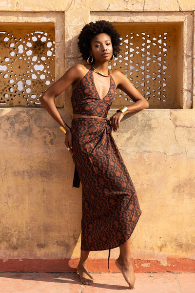 Dena Maxi Wrap Skirt - Aztec Orange