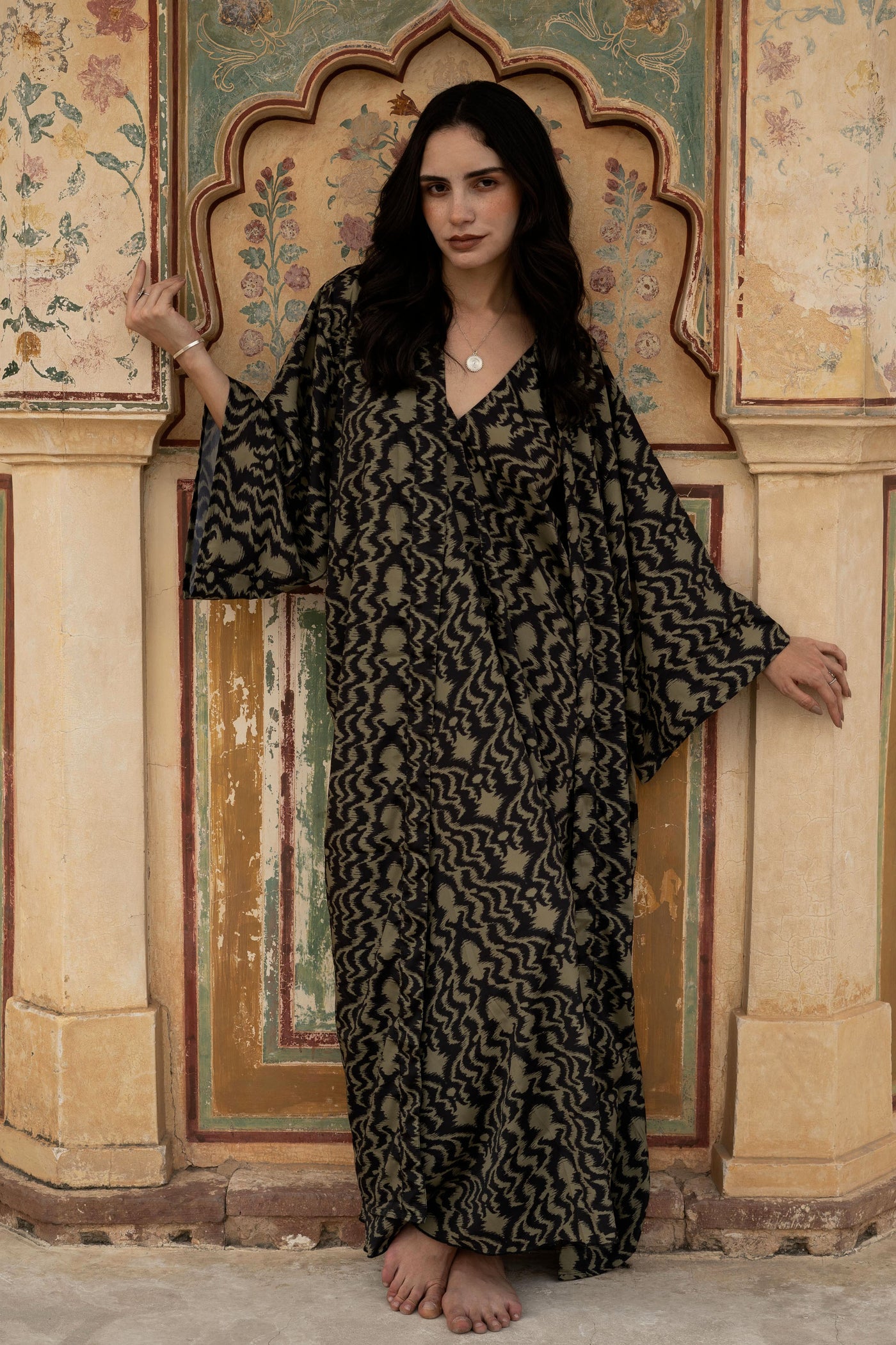 Venus Maxi Kimono Print - Aztec Khaki