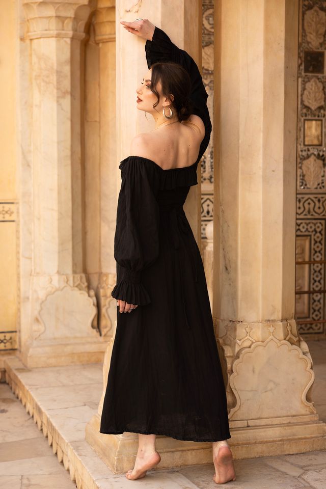 black gypsy dress The in and inlaid beads Long Gypsy Dress in Black